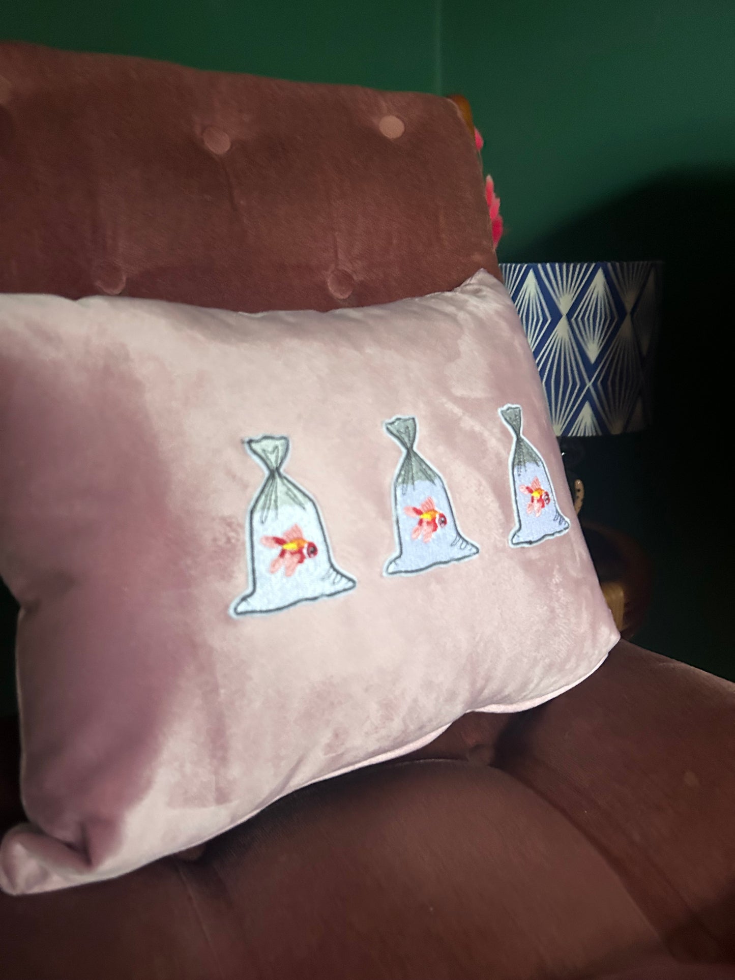 Velvet goldfish cushion