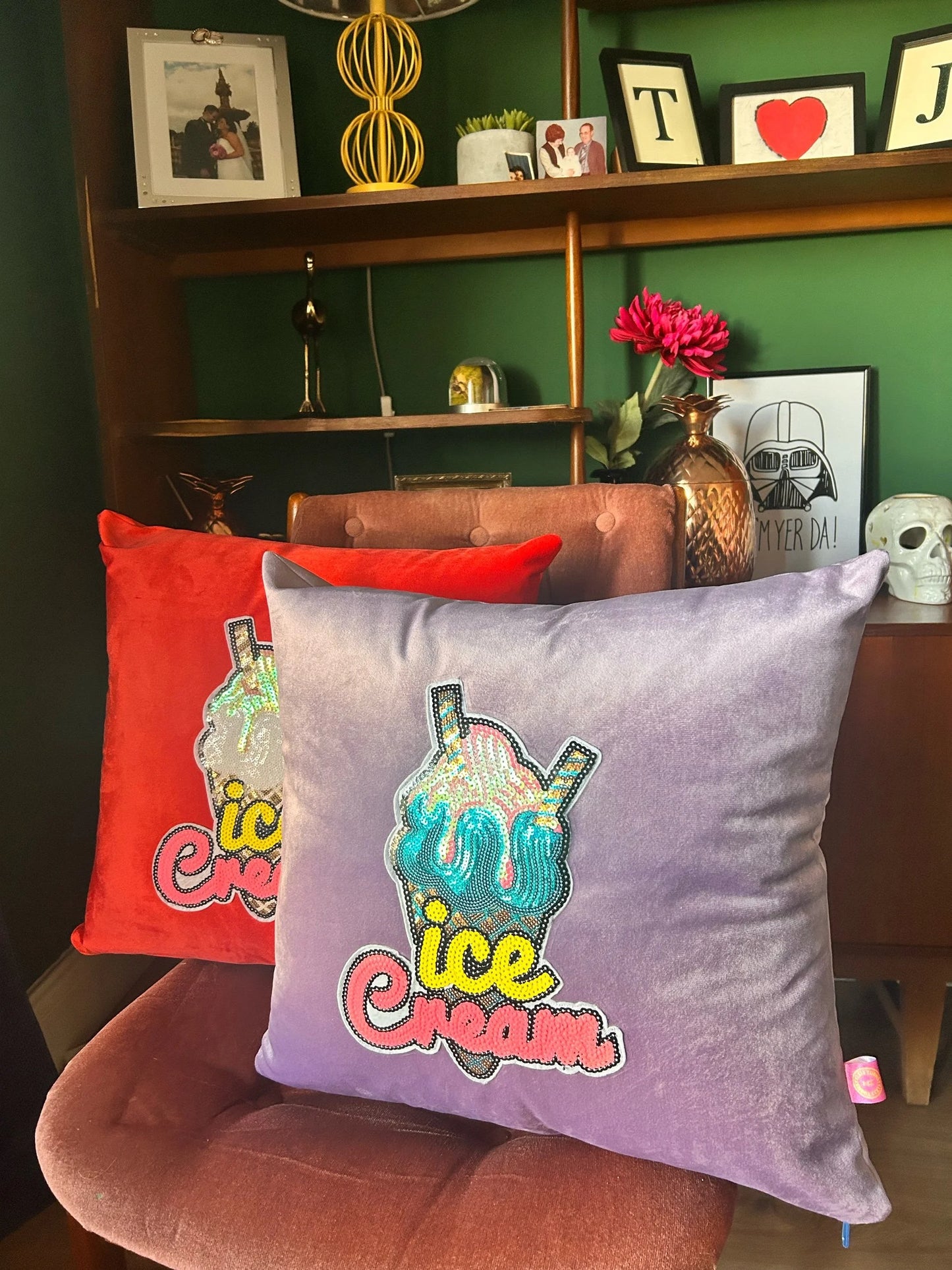 Velvet sequin ice-cream cushion-SQ6331519