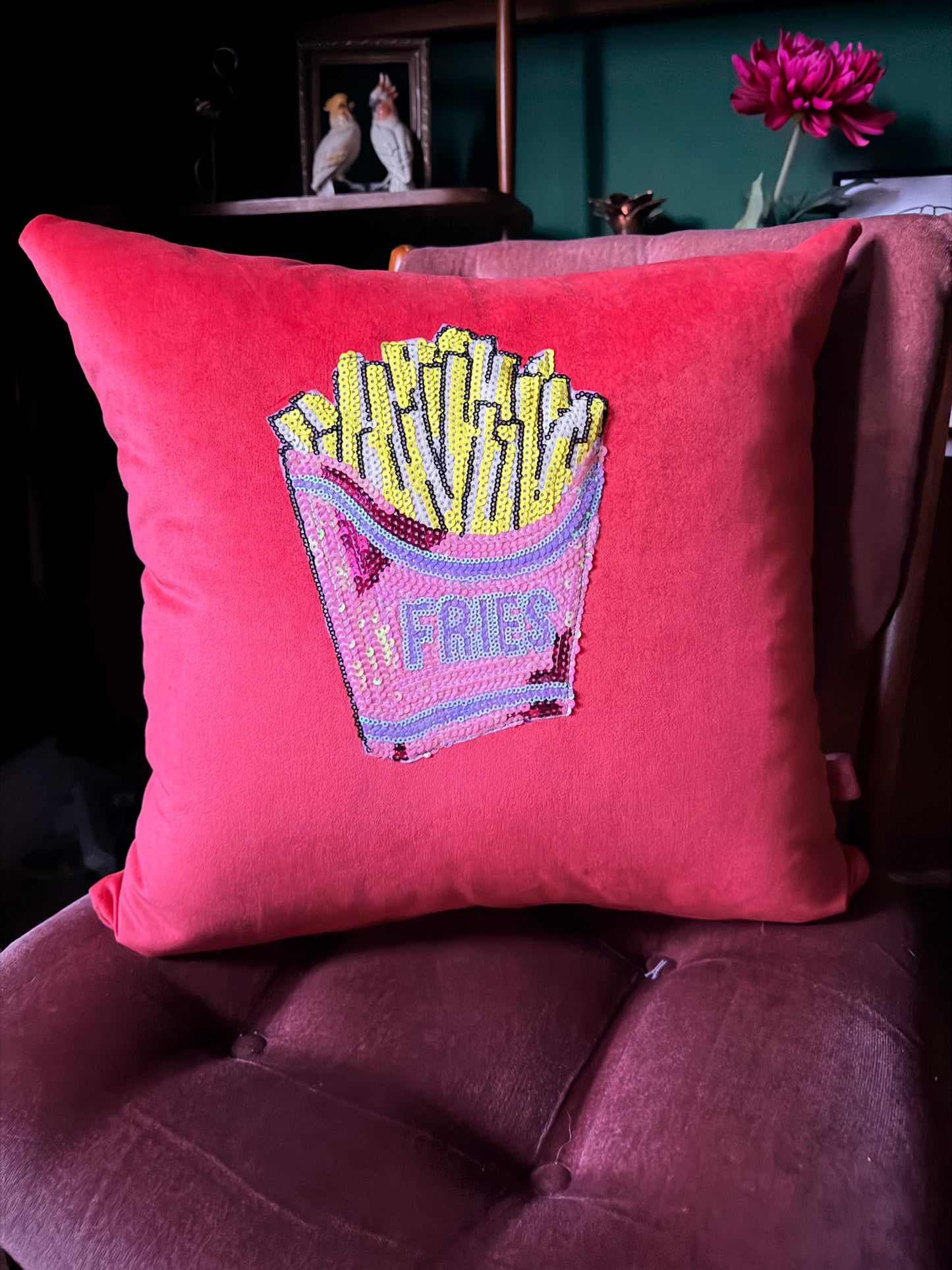 Red velvet fries cushion