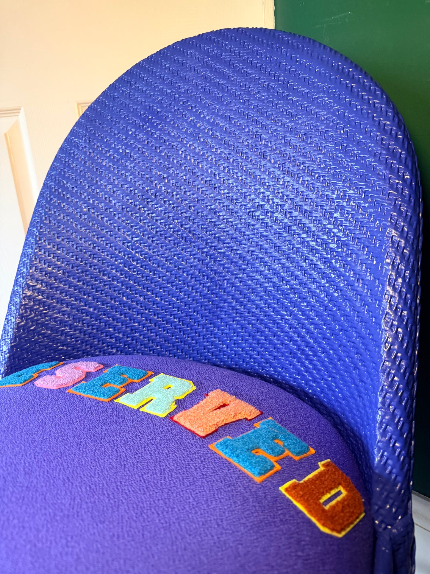 Aztec blue wicker chair