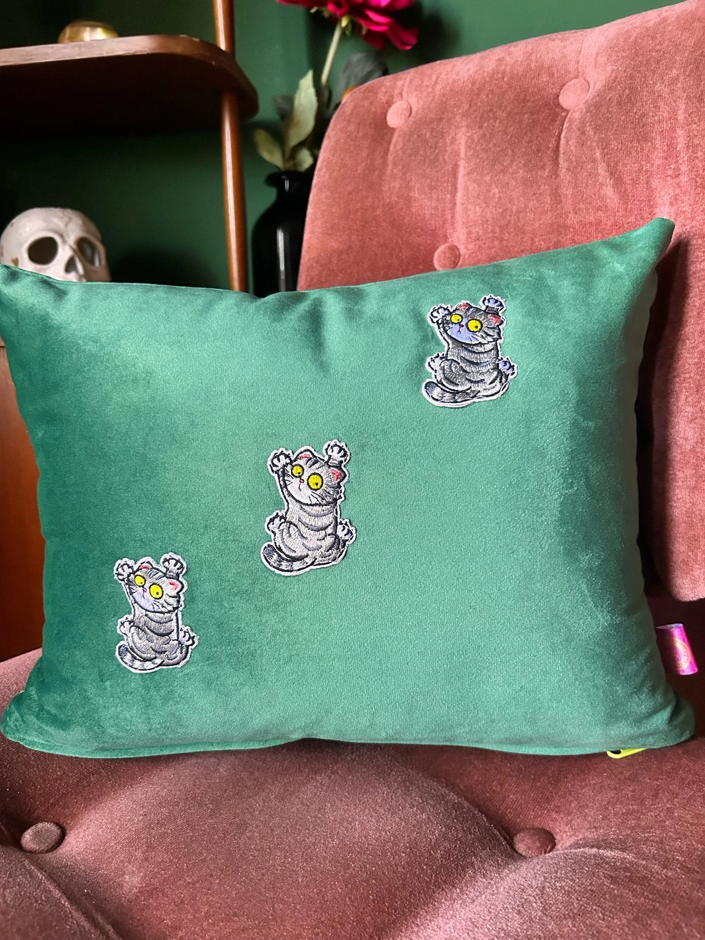 Three wee cats cushion