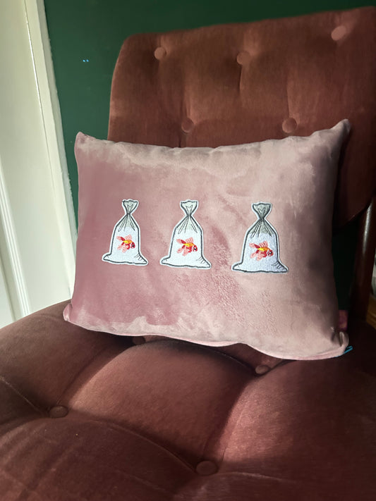 Velvet goldfish cushion