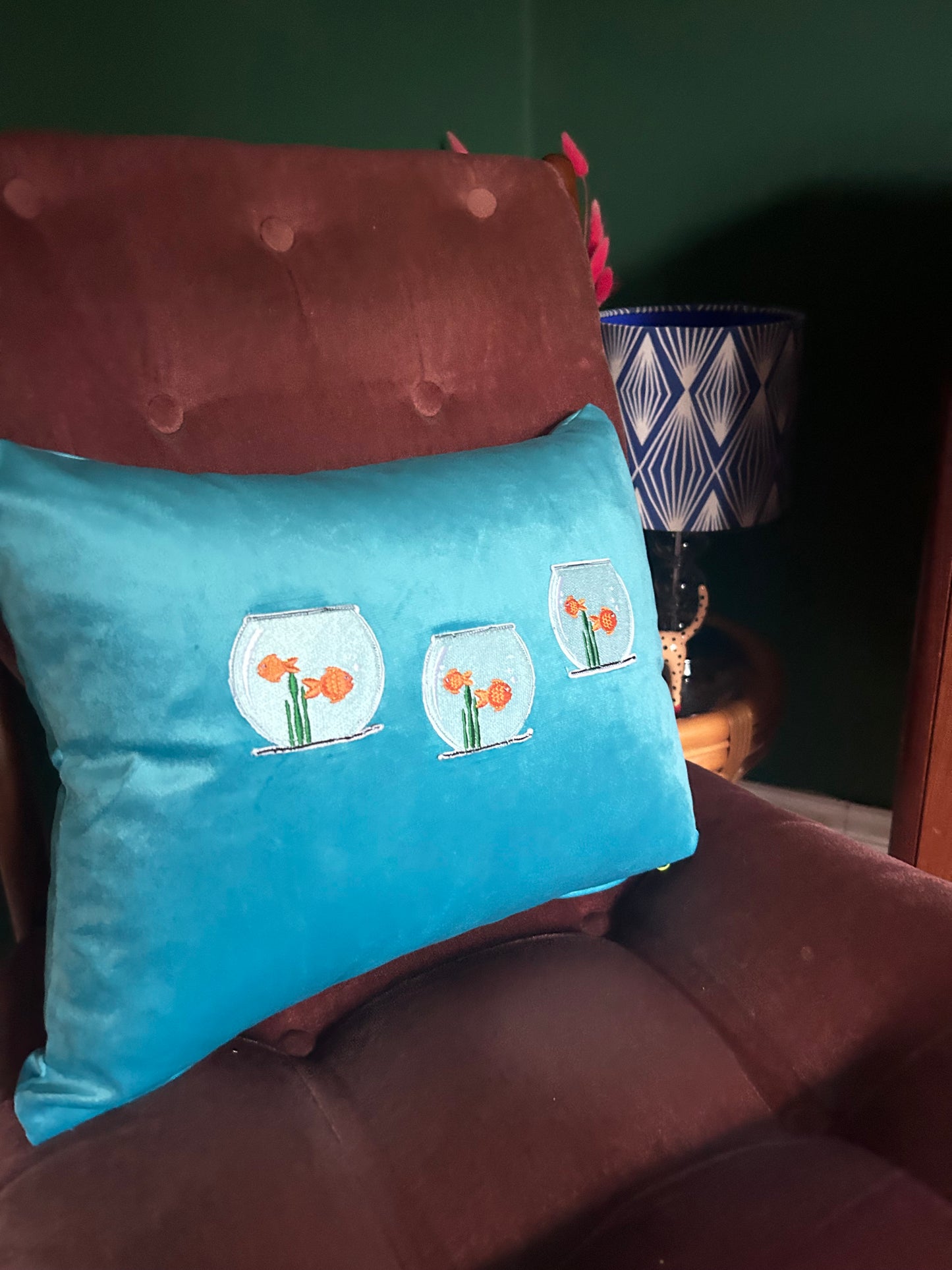 Velvet goldfish cushion