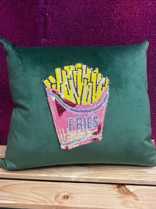 Green velvet fries cushion