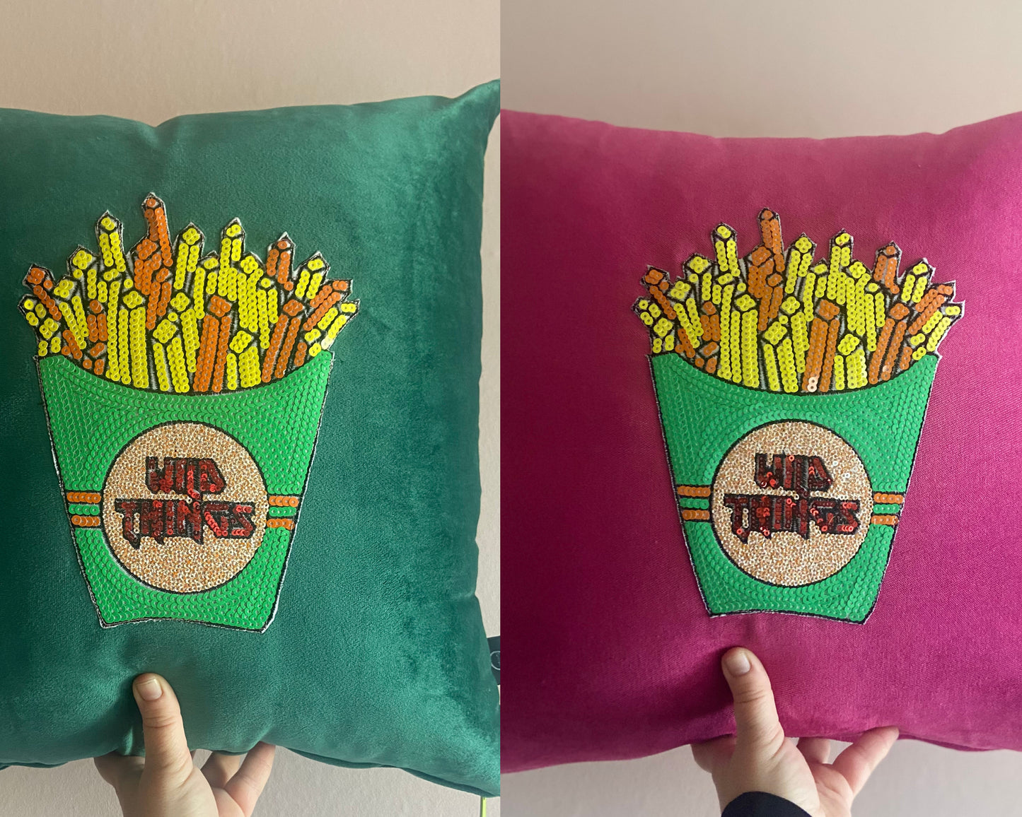 Large pink or green fries