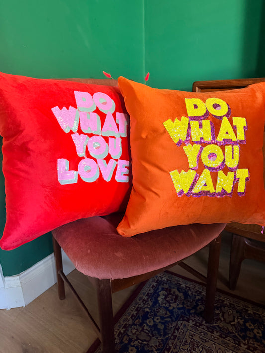 Red & orange Velvet sequin cushions