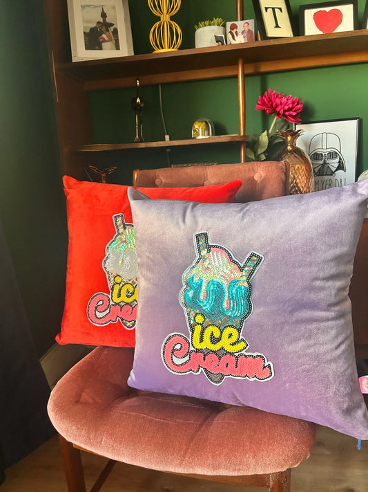 Velvet sequin ice-cream cushion-SQ6331519
