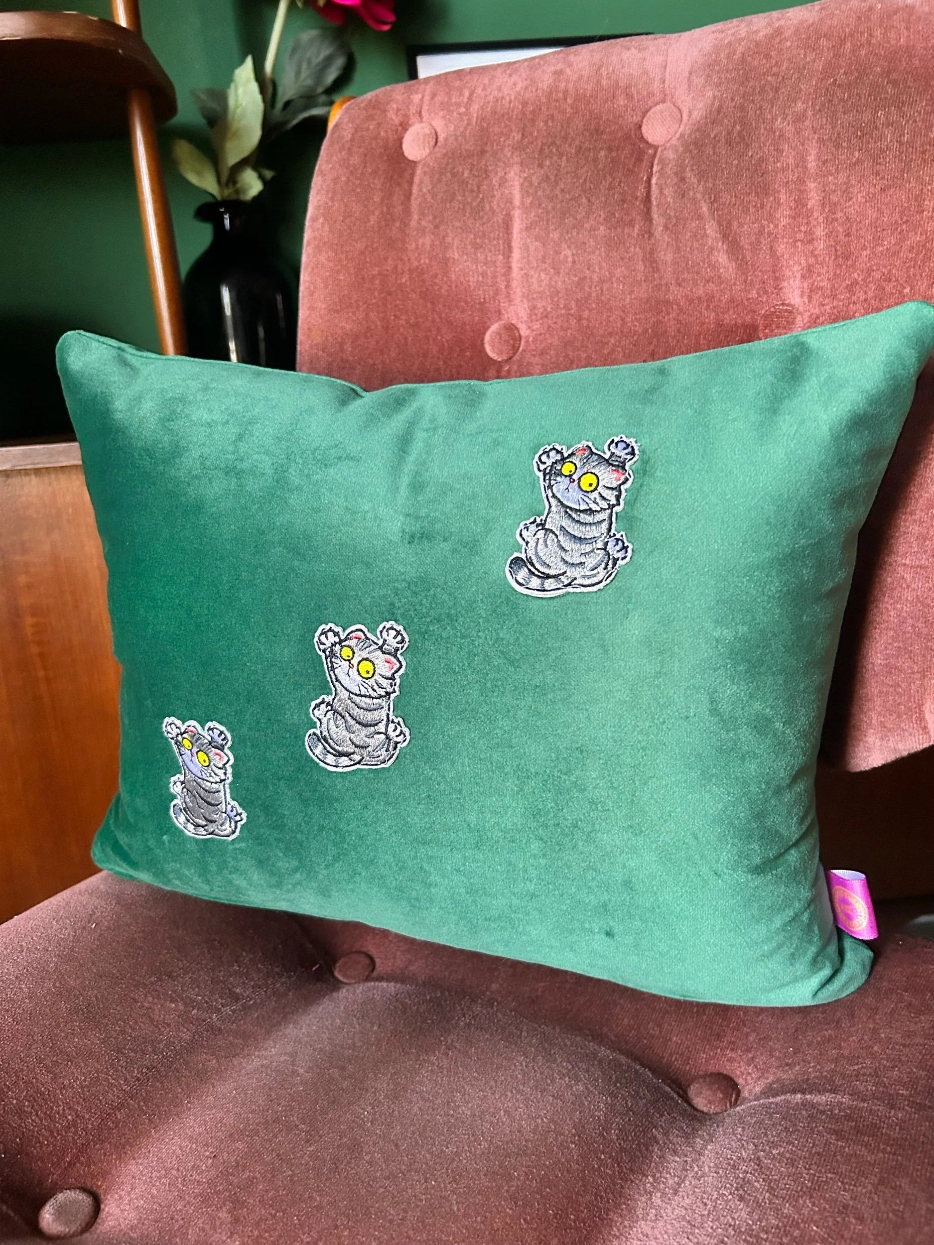 Three wee cats cushion
