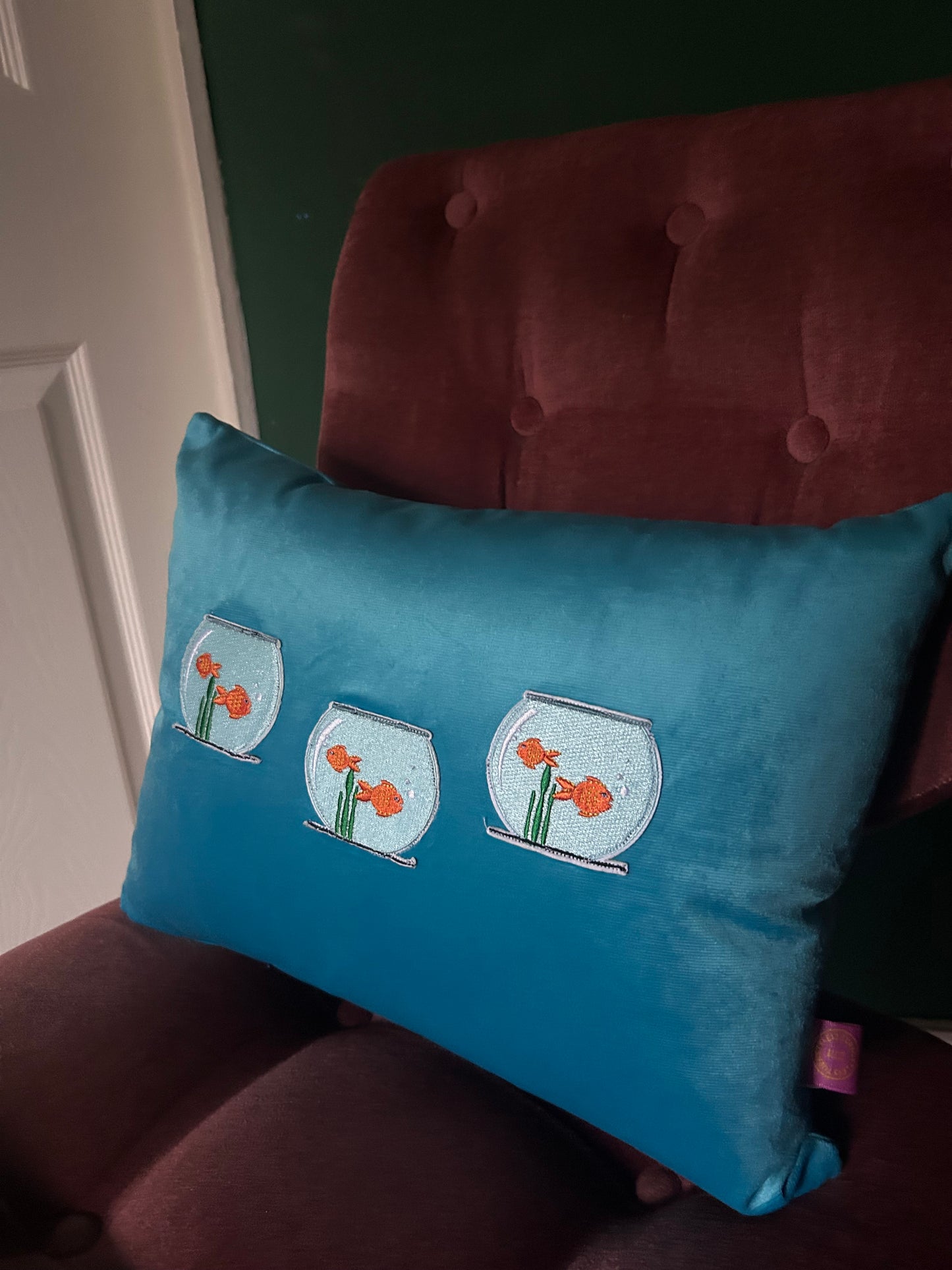 Velvet goldfish cushion