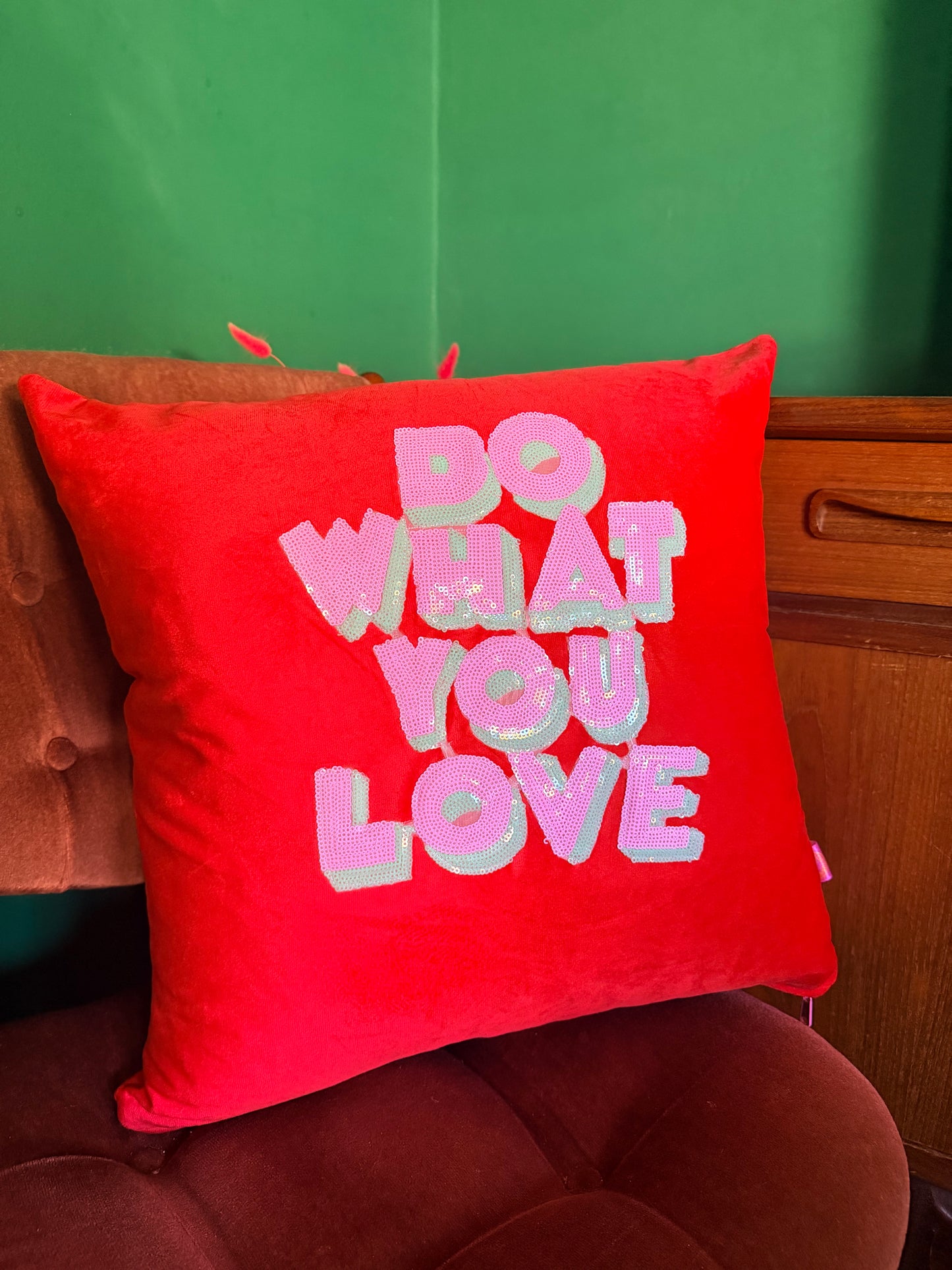 Red & orange Velvet sequin cushions