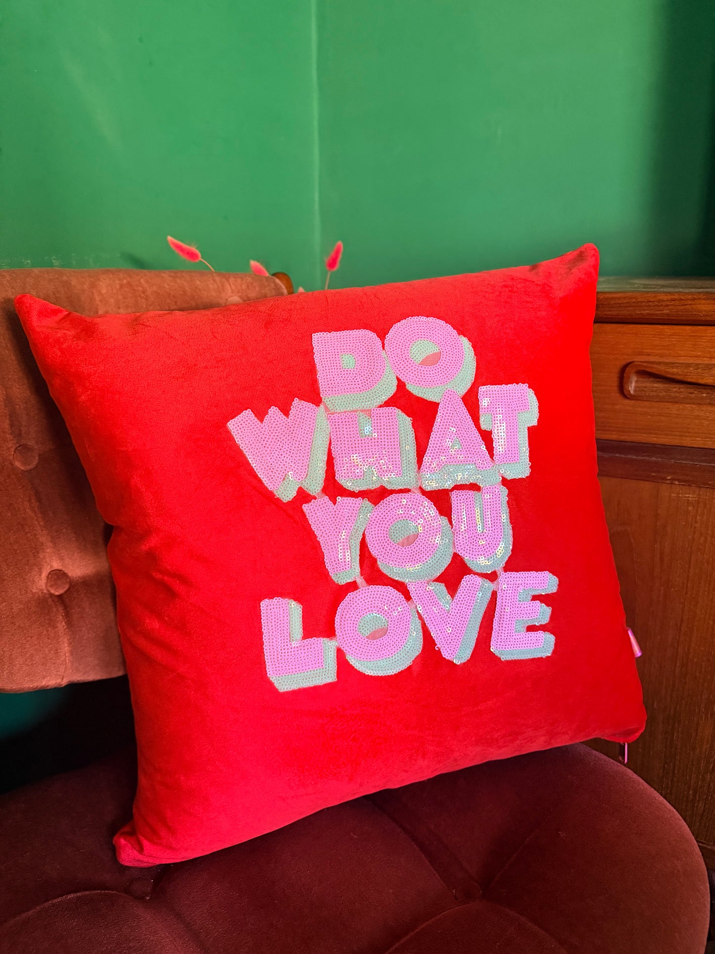 Red & orange Velvet sequin cushions