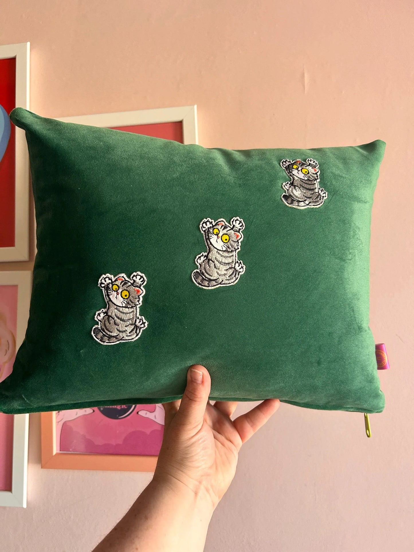 Three wee cats cushion