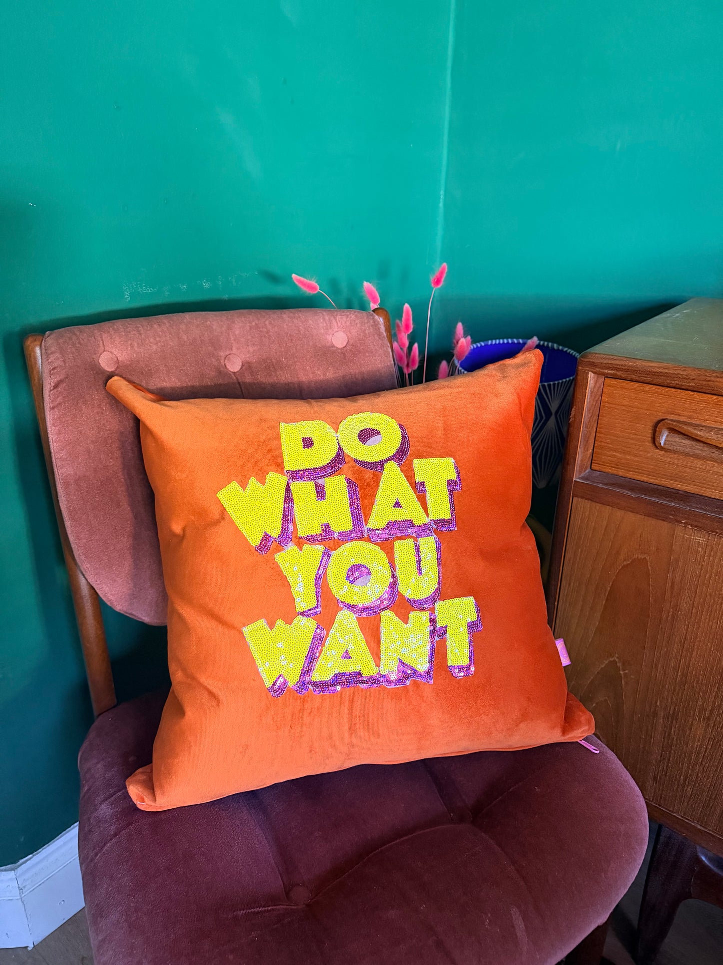 Red & orange Velvet sequin cushions