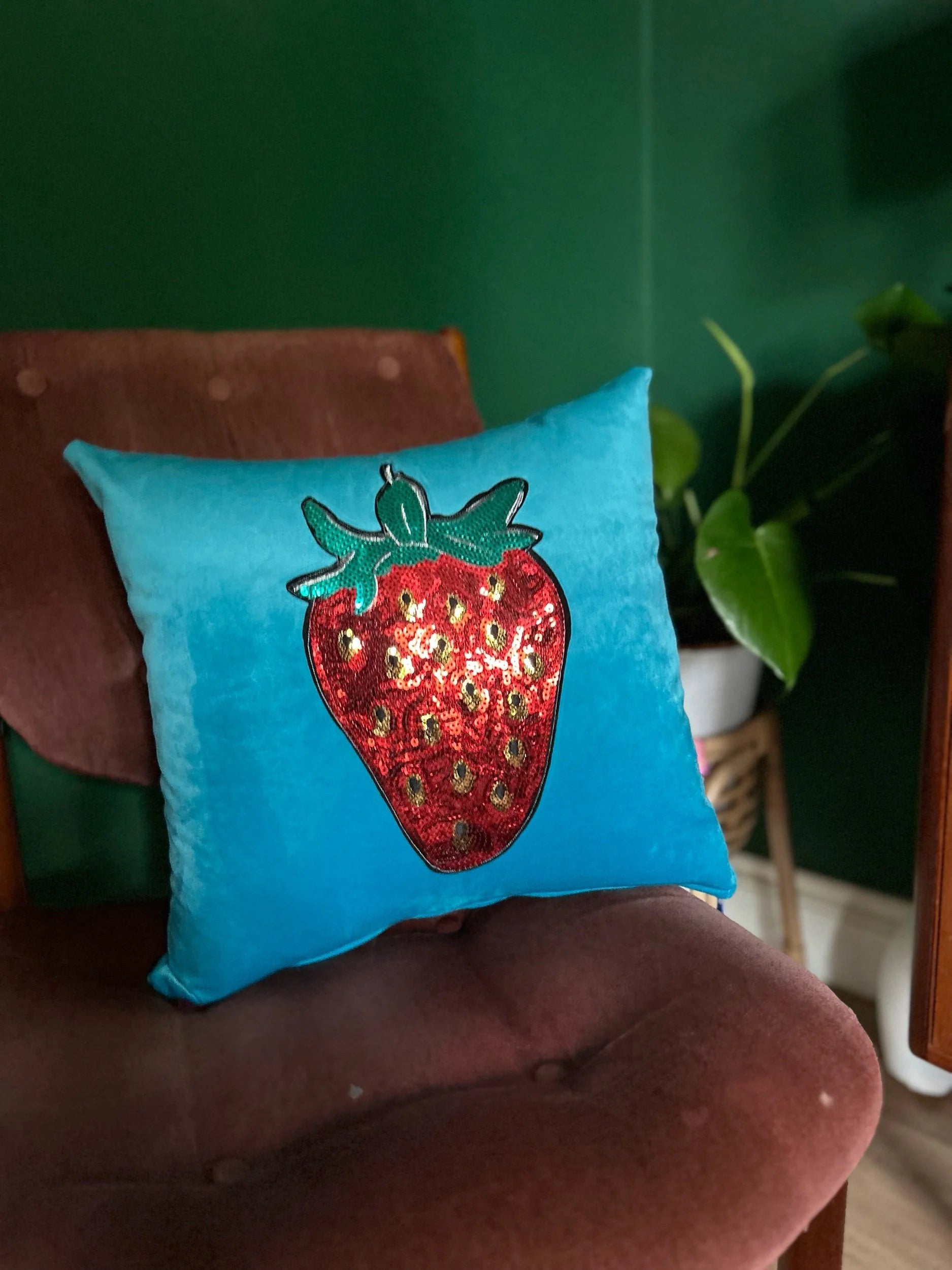 Strawberry velvet cushion-SQ2380819