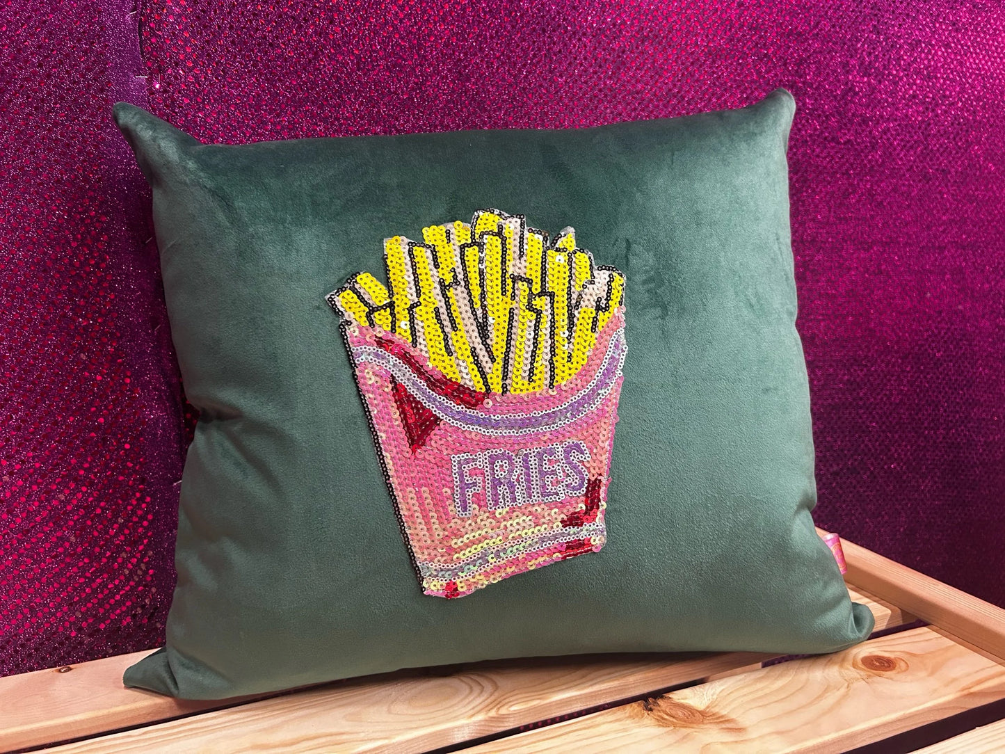 Green velvet fries cushion