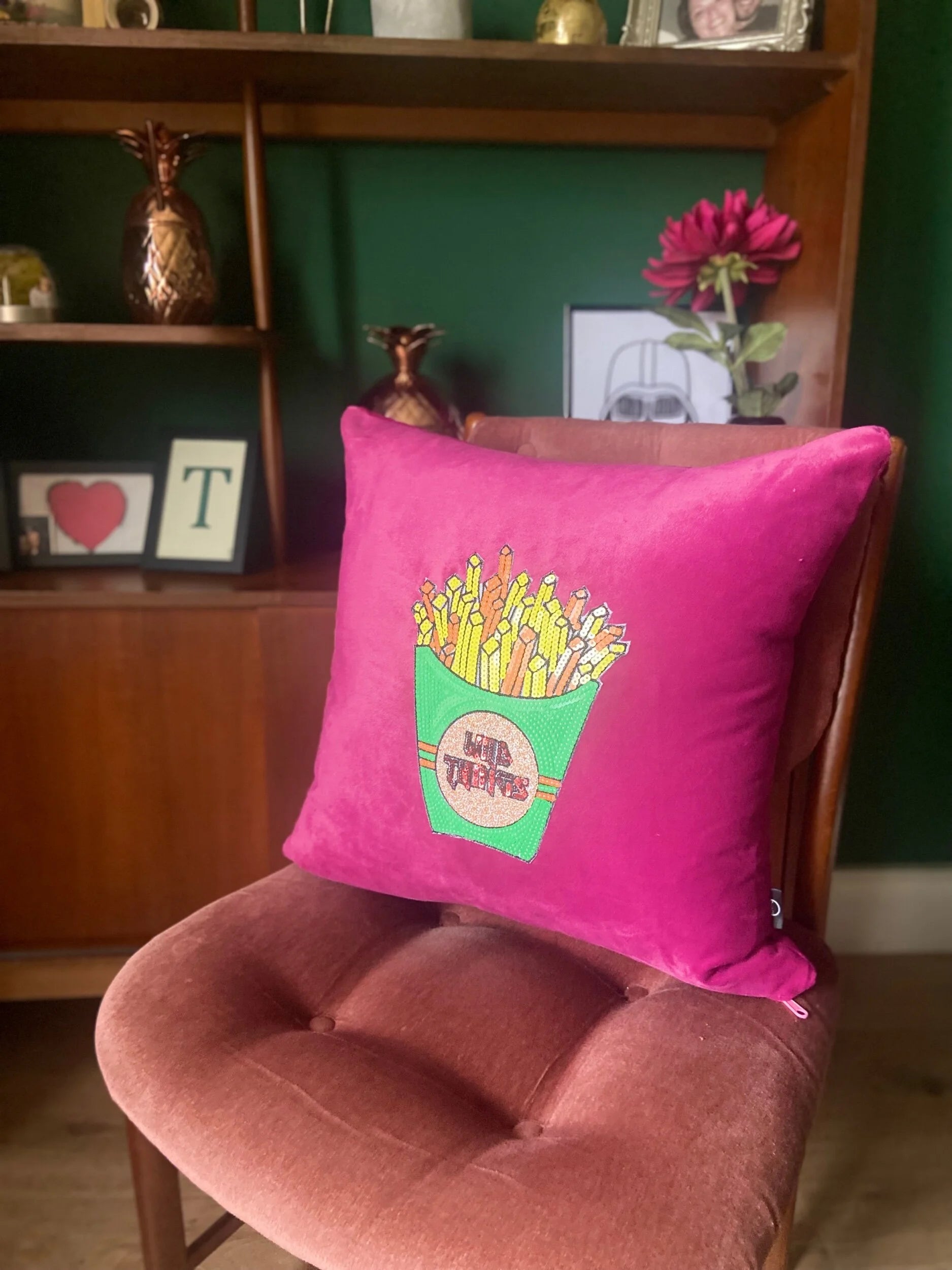 Large pink or green fries