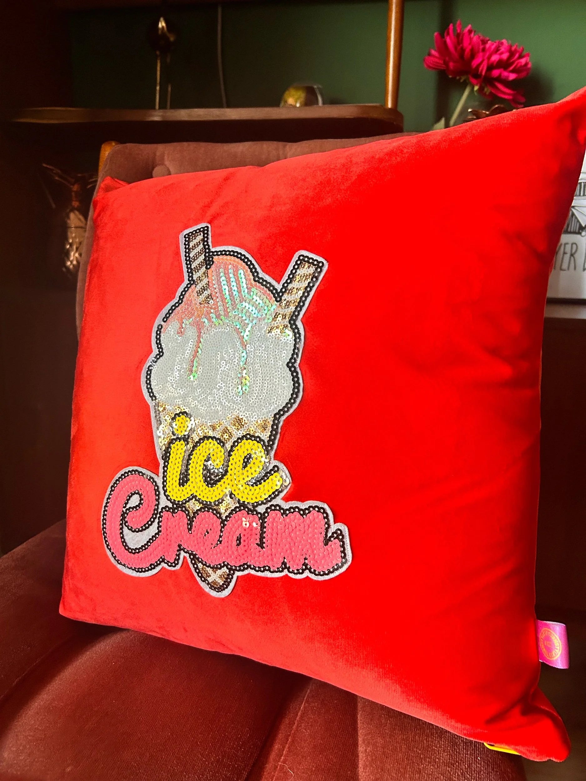 Velvet sequin ice-cream cushion-SQ6331519