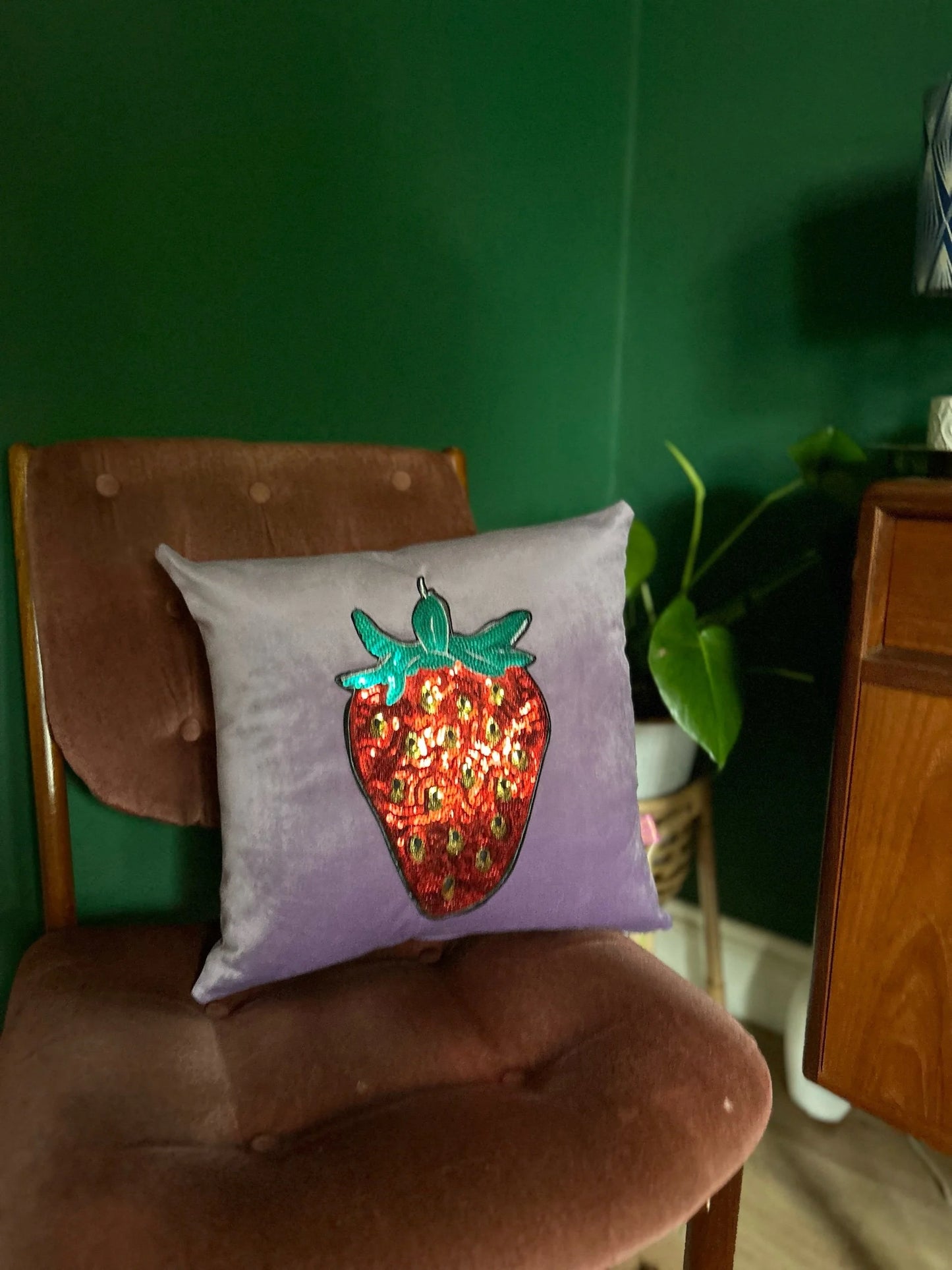 Strawberry velvet cushion-SQ2380819