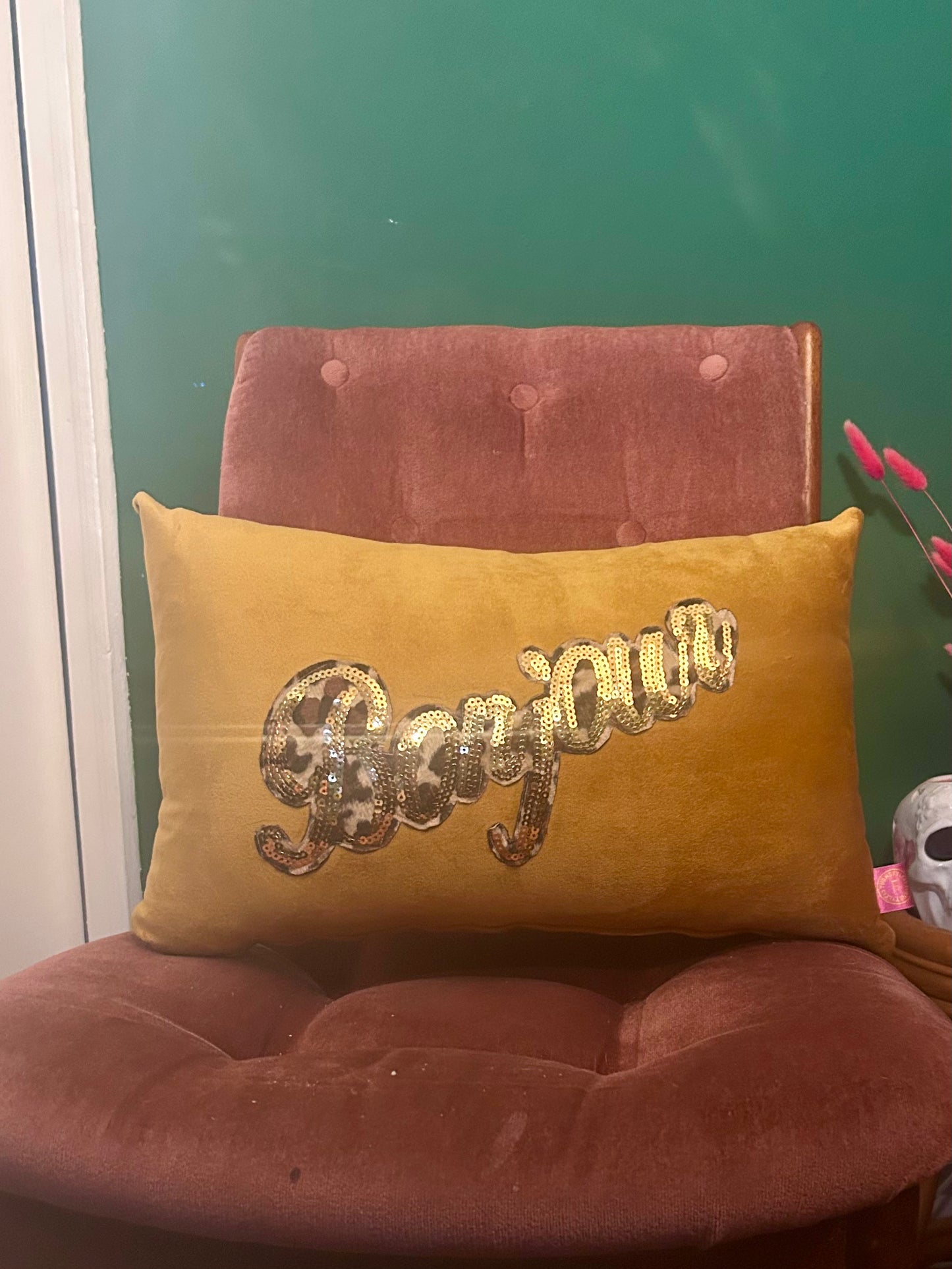 Bonjour velvet cushion