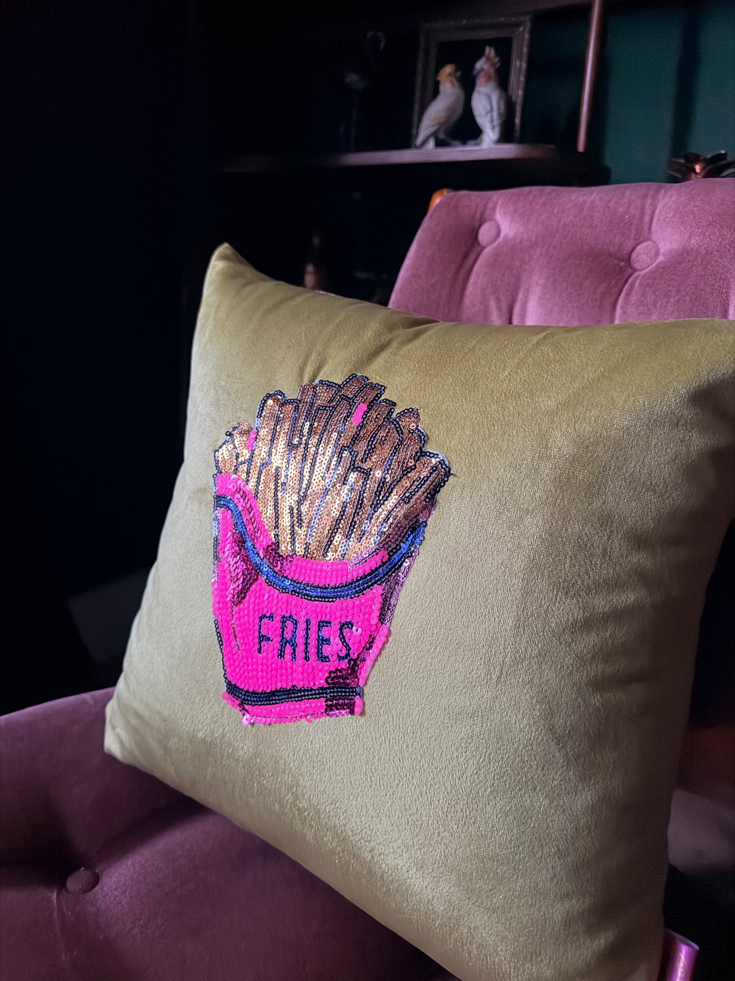 Velvet fries cushion