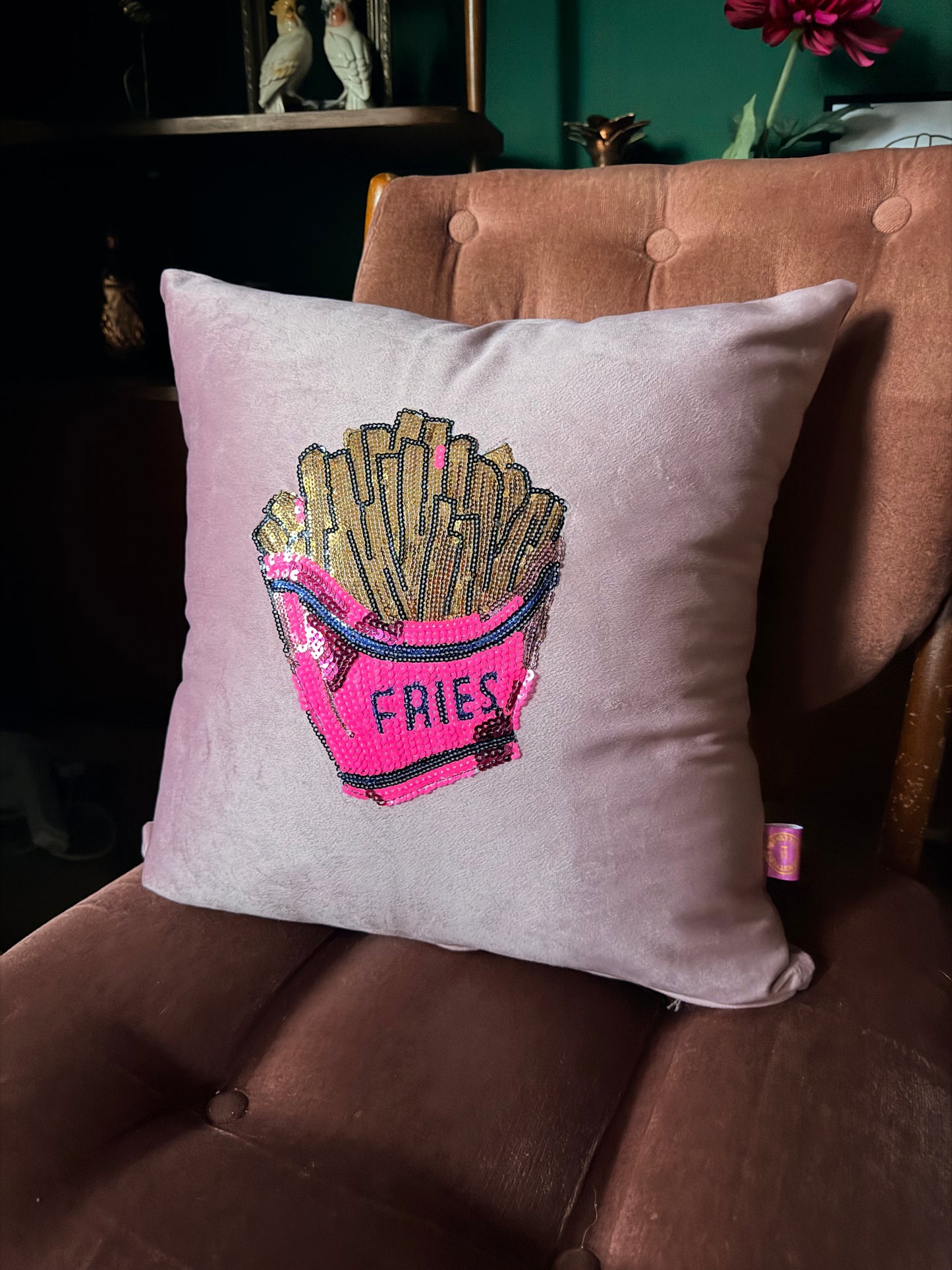 Velvet fries cushion
