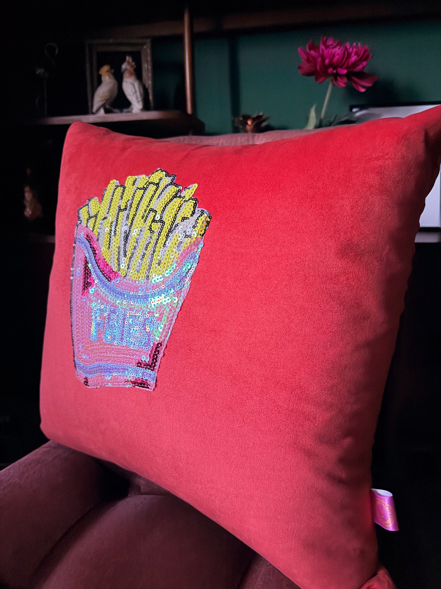 Red velvet fries cushion