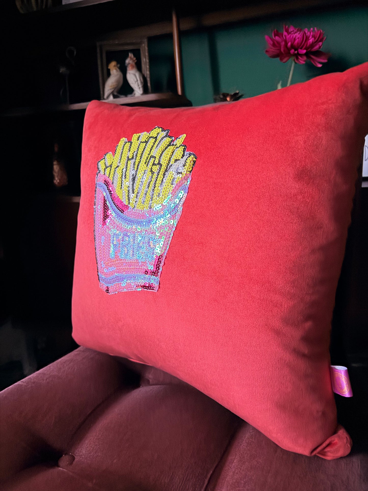Red velvet fries cushion