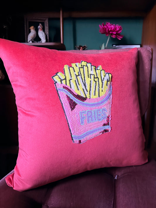 Red velvet fries cushion