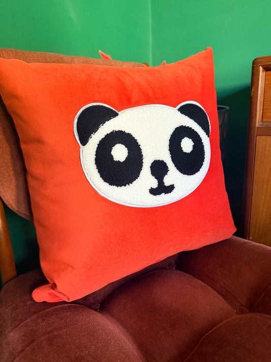 Red velvet panda cushion
