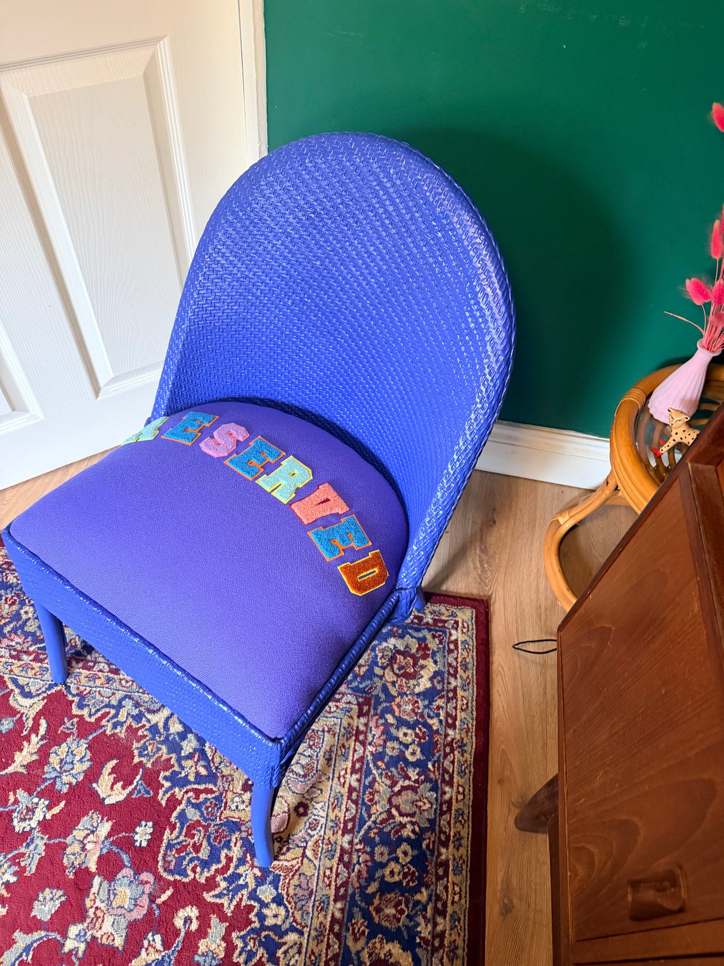 Aztec blue wicker chair