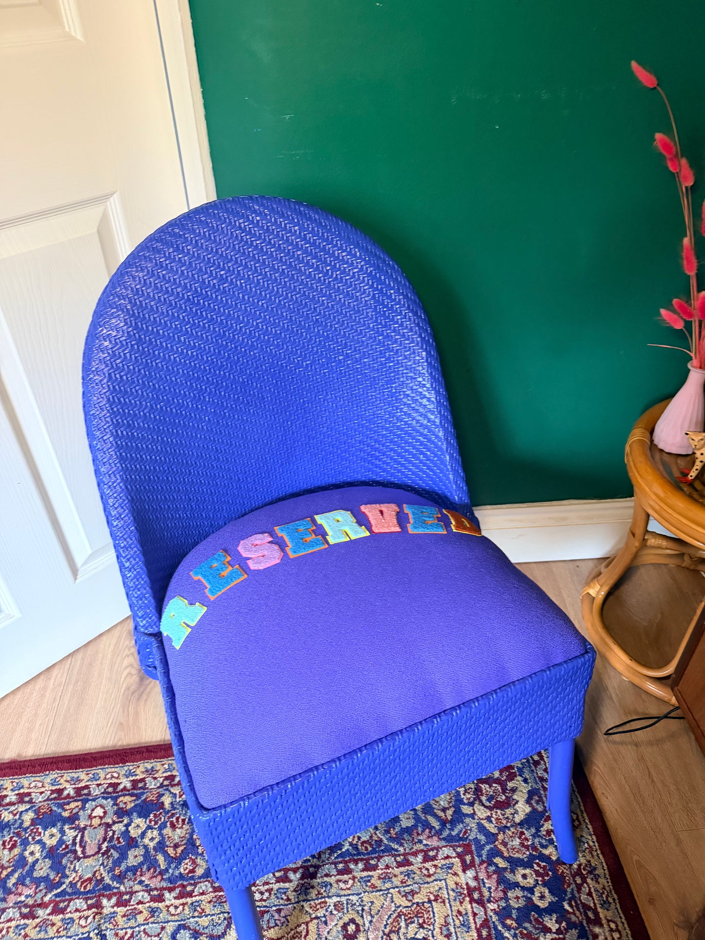 Aztec blue wicker chair